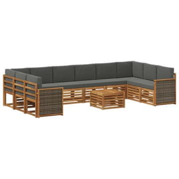 Vidaxl Zunanja garnitura za sedenje 8 szt. Naravna in antracitna