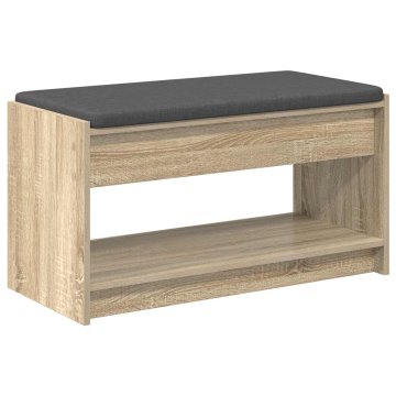 Vidaxl Haldna klop z blazino s polico Sonoma hrast 83 x 38 x 45 cm