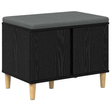 Vidaxl Haldna klop Črni Hrast 60 x 38 x 46 cm Oblikovan Les in Tkanina