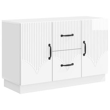 Vidaxl Strani šal Bela visok sijaj 89 x 34,5 x 57 cm Inženirski les