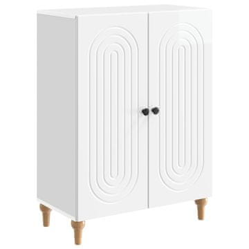 Vidaxl Strani šal Bela visok sijaj 66 x 34,5 x 90 cm Inženirski les