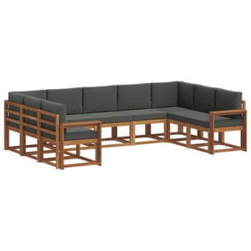 Vidaxl Zunanja garnitura za sedenje 9 szt. Naravna in antracitna
