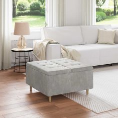 Vidaxl Ottoman s shranjevanjem Svetlo siva 80 x 80 x 45 cm Žamet