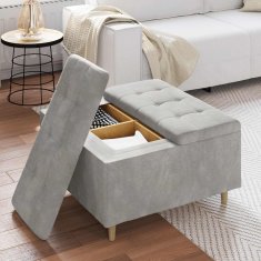 Vidaxl Ottoman s shranjevanjem Svetlo siva 80 x 80 x 45 cm Žamet