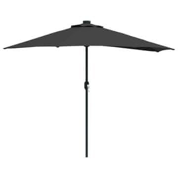 Vidaxl Vrtni dežnik 294 x 150 x 224 cm Poliester in jeklo Črna