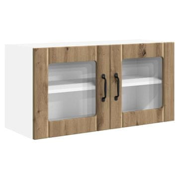 Vidaxl Stenski stekleni omarica PORTO Umetni hrast 80 x 31 x 40 cm