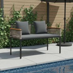 Vidaxl Zunanja klop Siva in temno siva 117 x 54 x 74.5 cm poli ratan