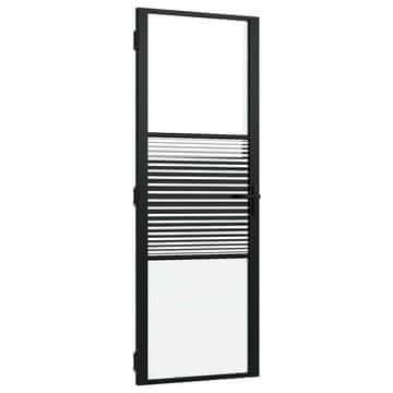 Vidaxl Steklena vrata Črtasto Črna 76 x 3,5 x 201,5 cm Aluminij