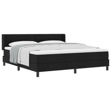 Vidaxl Postelja z vzmetnico z vzglavjem Črna 200 x 180 cm blago