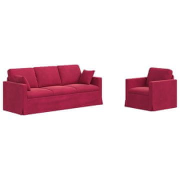 Vidaxl Kavčna garnitura 2 szt. Vinorodna rdeča 198 x 78 x 80 cm Žamet