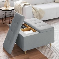 Vidaxl Ottoman s shranjevanjem Svetlo siva 80 x 80 x 45 cm blago