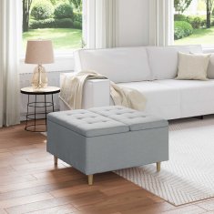 Vidaxl Ottoman s shranjevanjem Svetlo siva 80 x 80 x 45 cm blago
