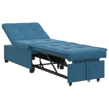 Vidaxl Sofa postelja Modra 194 x 67 x 82 cm Žamet
