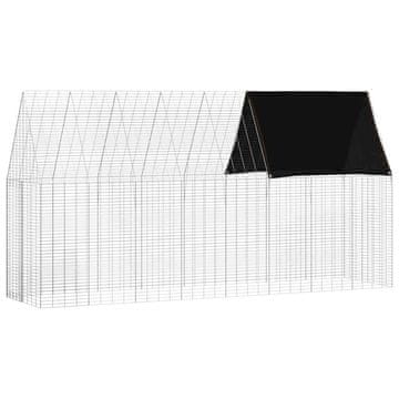 Vidaxl Kletka za zajce srebrna 400 x 100 x 210 cm Cinkana jeklena