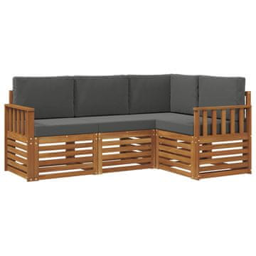Vidaxl Sedežne garniture z blazino 4 szt. Naravna in antracitna