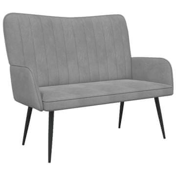 Vidaxl Kavč za 2 osebi Svetlo siva 115 x 61 x 87 cm Žamet
