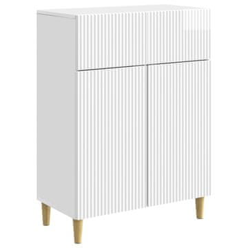 Vidaxl Strani šal Bela visok sijaj 66 x 34,5 x 90 cm Inženirski les