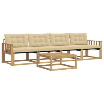 Vidaxl Zunanja garnitura za sedenje 5 szt. Bela in bež 79 x 79 x 37 cm