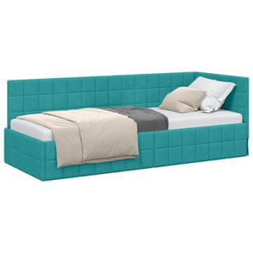 Vidaxl Kotna postelja z vzglavjem Turkizna 80 cm x 200 cm Žamet