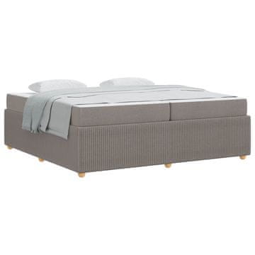 Vidaxl Konstrukcija postelje z vzmetnico Taupe 200 x 200 cm blago