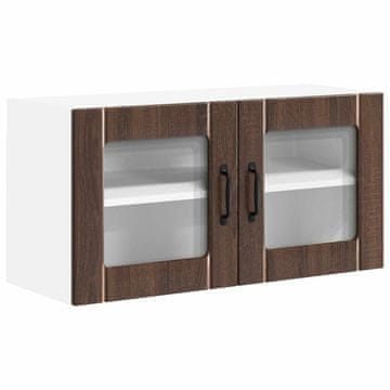 Vidaxl Stenski stekleni omarica LUCCA Rjavi hrast 80 x 31 x 40 cm