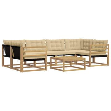 Vidaxl Zunanja garnitura za sedenje 7 szt. Bela in bež 79 x 79 x 37 cm
