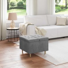 Vidaxl Ottoman s shranjevanjem Temno siva 60 x 60 x 45 cm Žamet