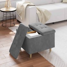 Vidaxl Ottoman s shranjevanjem Temno siva 60 x 60 x 45 cm Žamet
