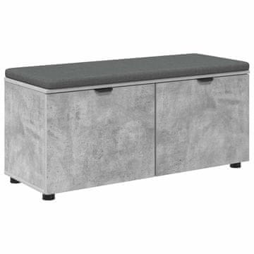 Vidaxl Haldna klop z blazino s polico Beton Siva 100 x 38 x 46 cm