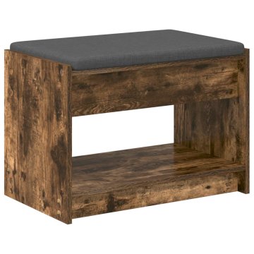 Vidaxl Haldna klop z blazino s polico Dimljeni Hrast 63 x 38 x 45 cm