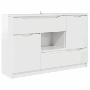 Vidaxl Strani šal Visok sijaj bela 100 x 30 x 65,6 Konstruiran les