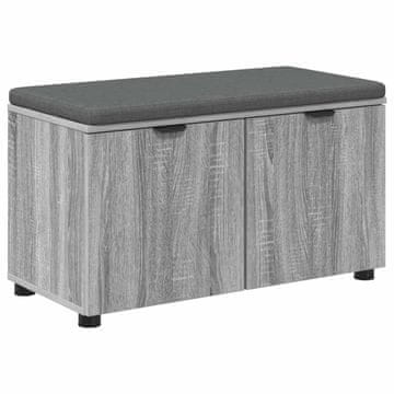 Vidaxl Haldna klop z blazino s polico Siva Sonoma 80 x 38 x 46 cm