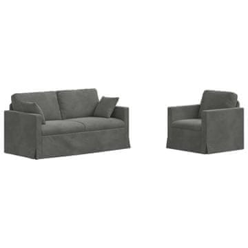 Vidaxl Kavčna garnitura 2 szt. Temno siva 158 x 78 x 80 cm Žamet