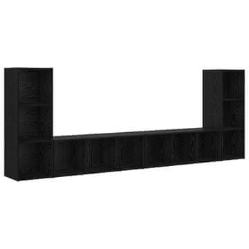 Vidaxl Komplet TV omaric 4 szt. Črna Orehovina 37 x 35 x 107 cm