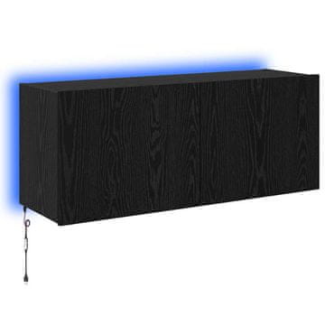 Vidaxl TV stenska omara Z LED Črna Orehovina 100 x 35 x 41 cm