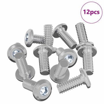 Vidaxl Vijak za zaklep glave 12 szt. srebrna M6 x 15 mm Jeklo