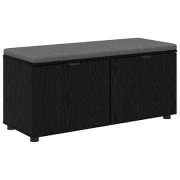 Vidaxl Haldna klop z blazino s polico Črni Hrast 100 x 38 x 46 cm
