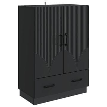 Vidaxl Strani šal s predalom Črna 66 x 34,5 x 92 cm Inženirski les