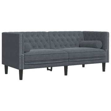 Vidaxl Kavč Temno siva 174 x 74,5 x 70,5 cm Žamet