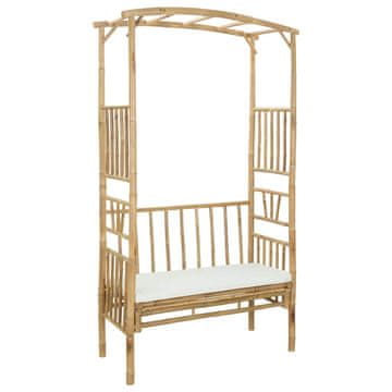 Vidaxl Vrtni lok s klopjo Kremno bela 115 x 50 x 205 cm Bambus