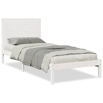 Vidaxl Daljši posteljni okvir brez vzmetnice bel 90x210 cm trden les