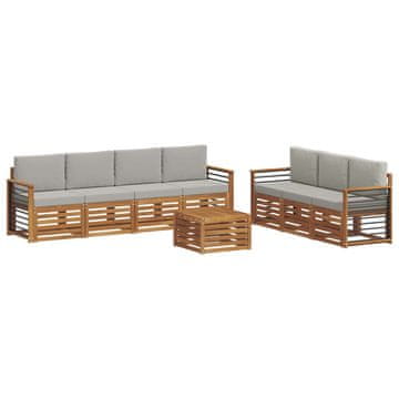 Vidaxl Sedežne garniture z blazino 8 szt. Naravna in svetlo siva