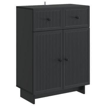 Vidaxl Strani šal s predalom Črna 66 x 34,5 x 90 cm Inženirski les