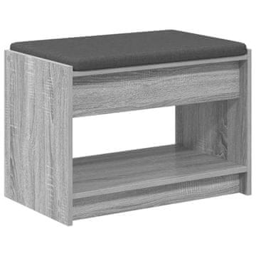 Vidaxl Haldna klop z blazino s polico Siva Sonoma 63 x 38 x 45 cm