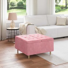 Vidaxl Ottoman s shranjevanjem Roza 80 x 80 x 45 cm Žamet