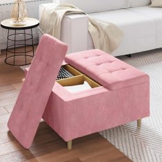 Vidaxl Ottoman s shranjevanjem Roza 80 x 80 x 45 cm Žamet