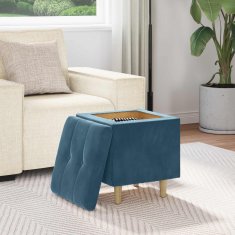 Vidaxl Ottoman s shranjevanjem Modra 40 x 40 x 45 cm Žamet