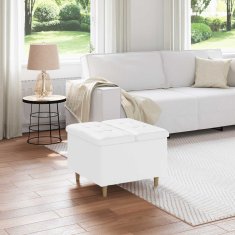 Vidaxl Ottoman s shranjevanjem Bela 60 x 60 x 45 cm Umetna koža