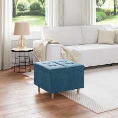 Vidaxl Ottoman s shranjevanjem Modra 60 x 60 x 45 cm Žamet