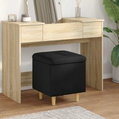 Vidaxl Ottoman s shranjevanjem Črna 40 x 40 x 45 cm blago
